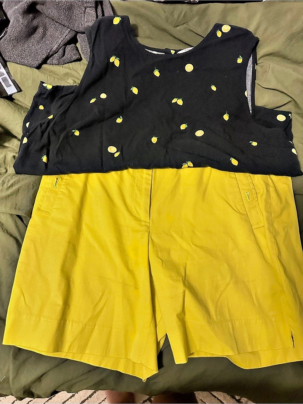 Talbots Polka Dot Romper in Yellow & Black Size 12
